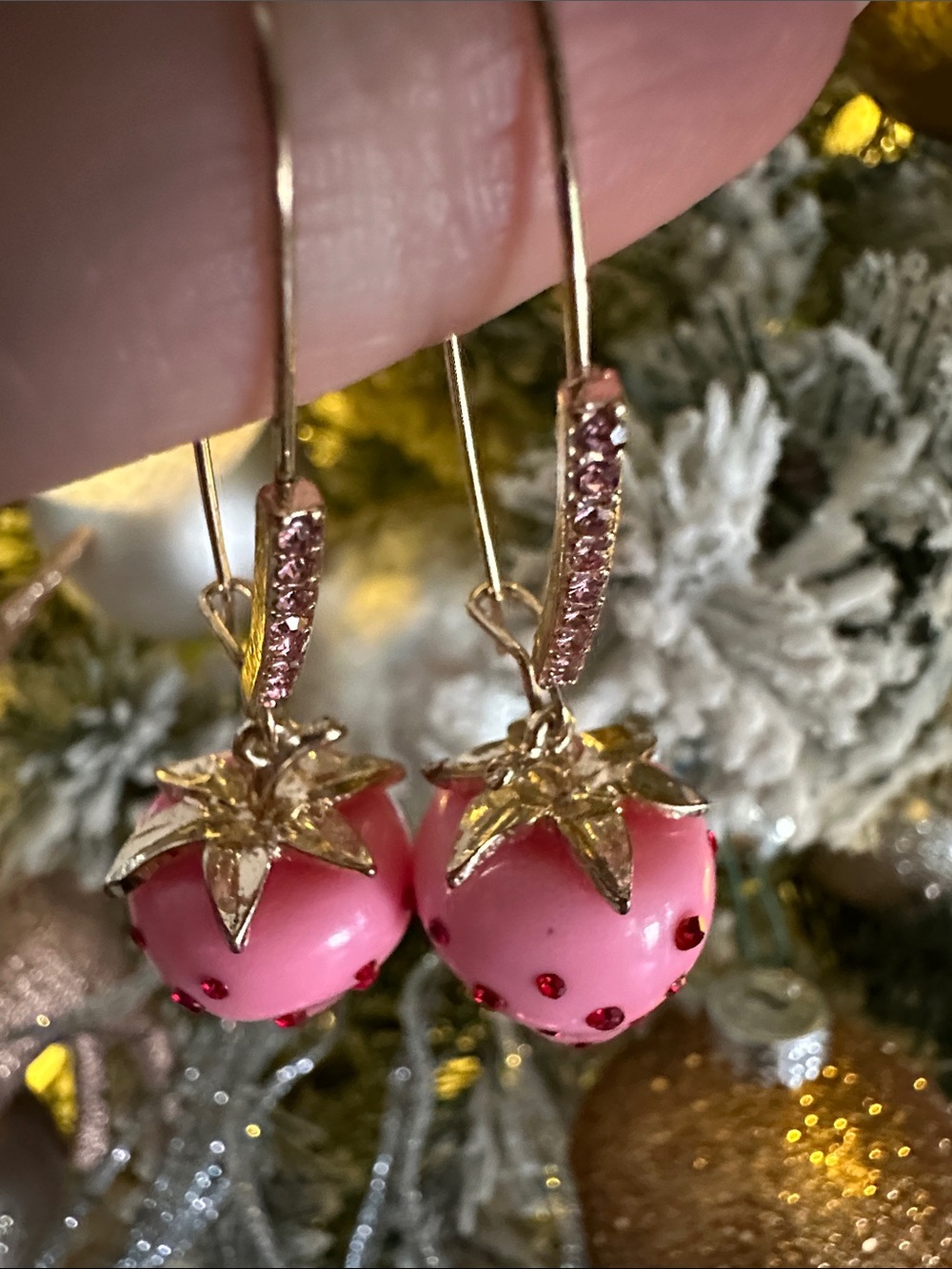 Betsey Johnson Pink Strawberry Drop Earrings - Picture 4 of 5